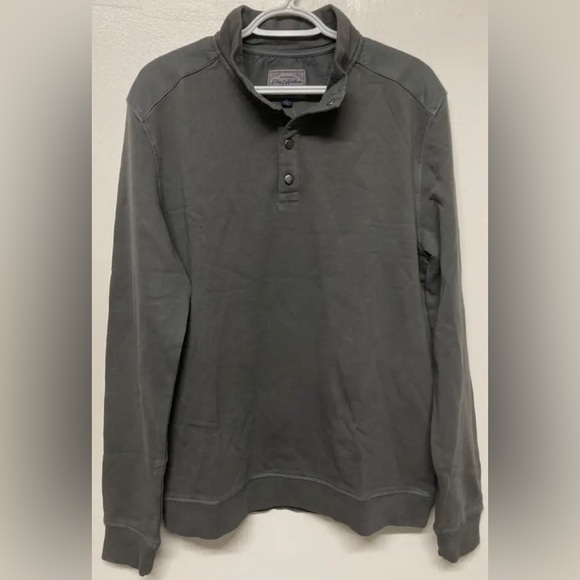 Flag & Anthem Mens Sweater Shirt Pullover Medium Dark Grey Snap Mid-Weight NWT - Picture 4 of 11